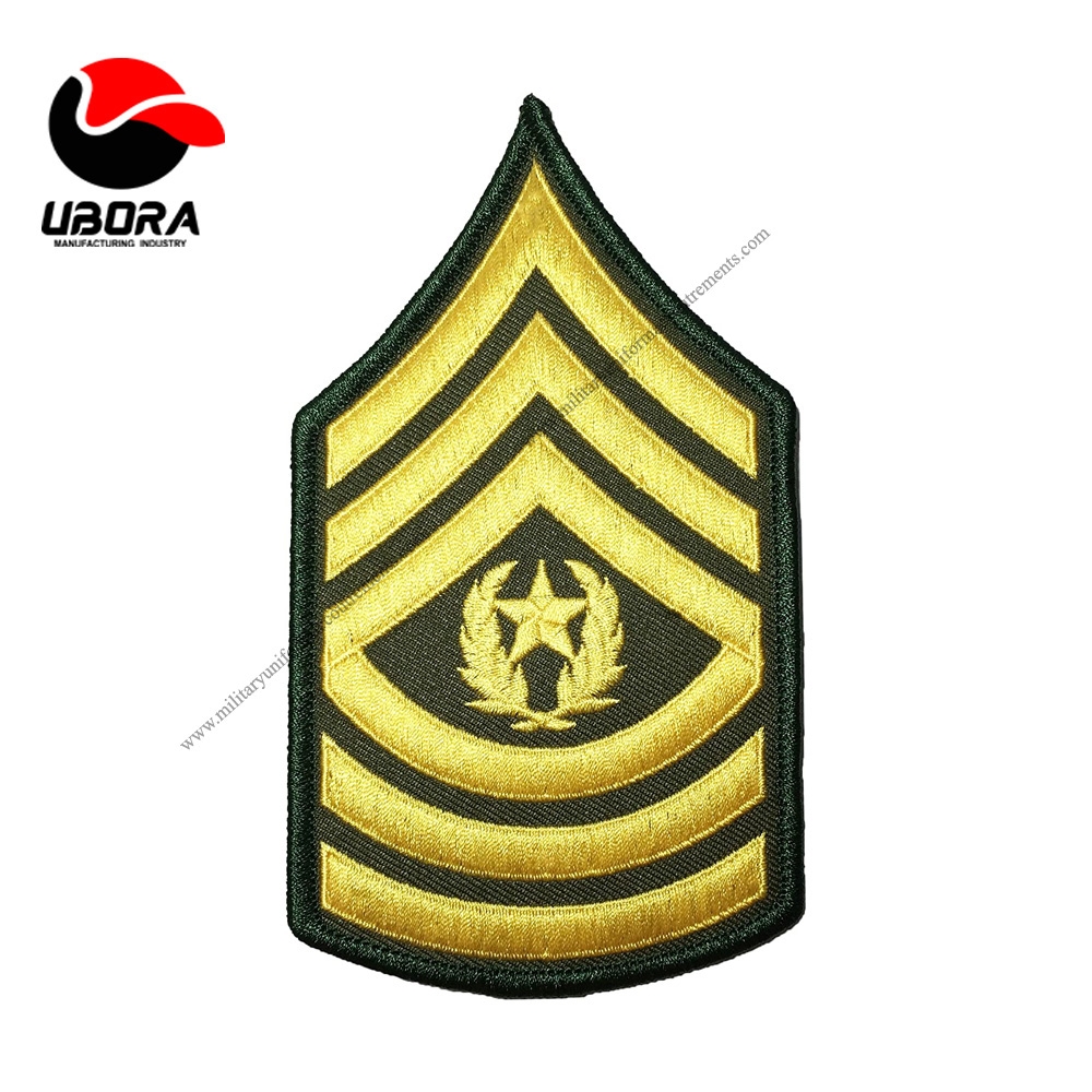 Return U.S. Sergeant m Chevron Sew on Iron on Arm Shoulder Embroidered Applique Patch  Gold on Green